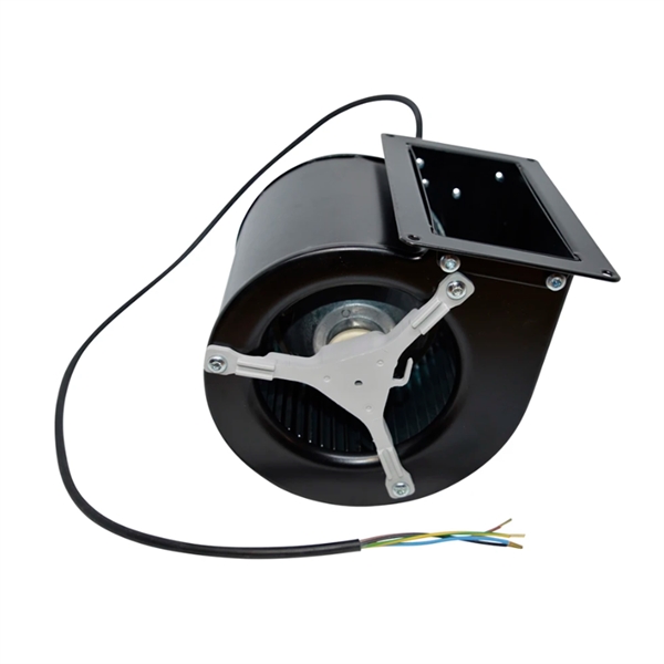 Centrifugal blower for pellet stove with internal motor and flange